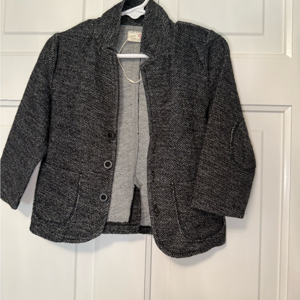 Zara Baby Herringbone Blazer Jacket Gray 18-24 Months NWT Style (No Tag)